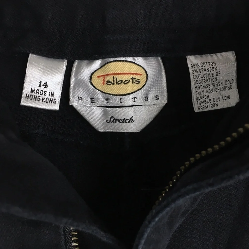TALBOTS Jeans Black Wash Embroidered Pockets Stretch Denim Petite Plus Size 14P